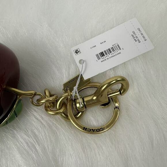 Coach Small Resin Apple Bag Charm In Brass / Red Multi NWT CY399 - Picture 8 of 9